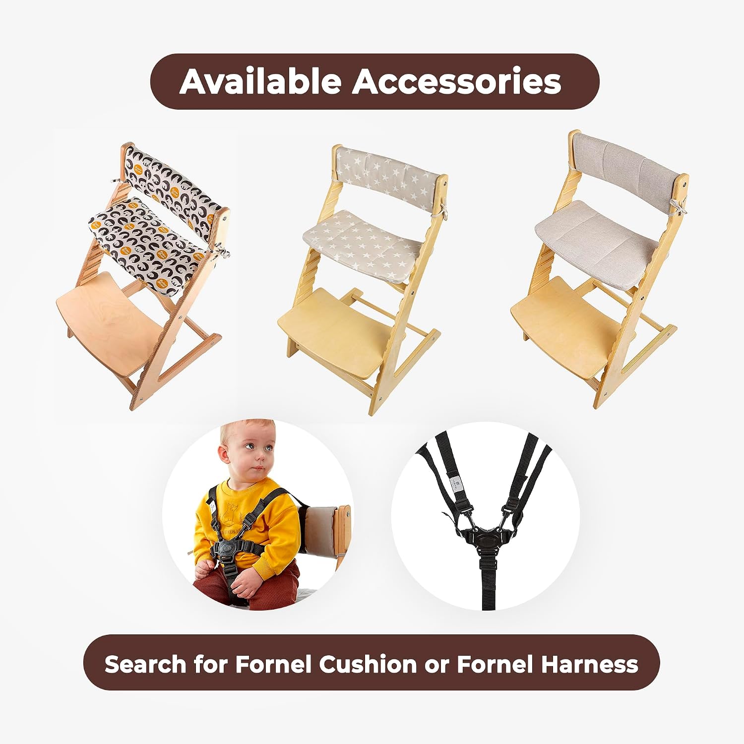 FORNEL Adjustable High Chair in Dark Walnut Finish | The Forever Chair that Grows from Toddler to Adult | Premium Solid Wood Construction