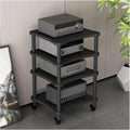 Audio Rack Stereo Rack Mobile Audio Equipment Rack Wooden Audio Rack Cabinet HiFi Rack with Wheels Audio Component Rack Durable(Nero,4 Tier)