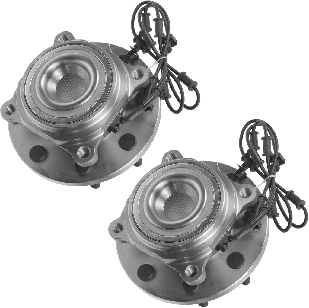 TRQ Front Left and Right Wheel Bearing and Hub Assembly Set 2 Piece Compatible with 2009-2010 Dodge Ram 2500 4WD 2009-2010 Ram 3500 4WD 2011 Ram 2500 4WD 2011 3500 4WD