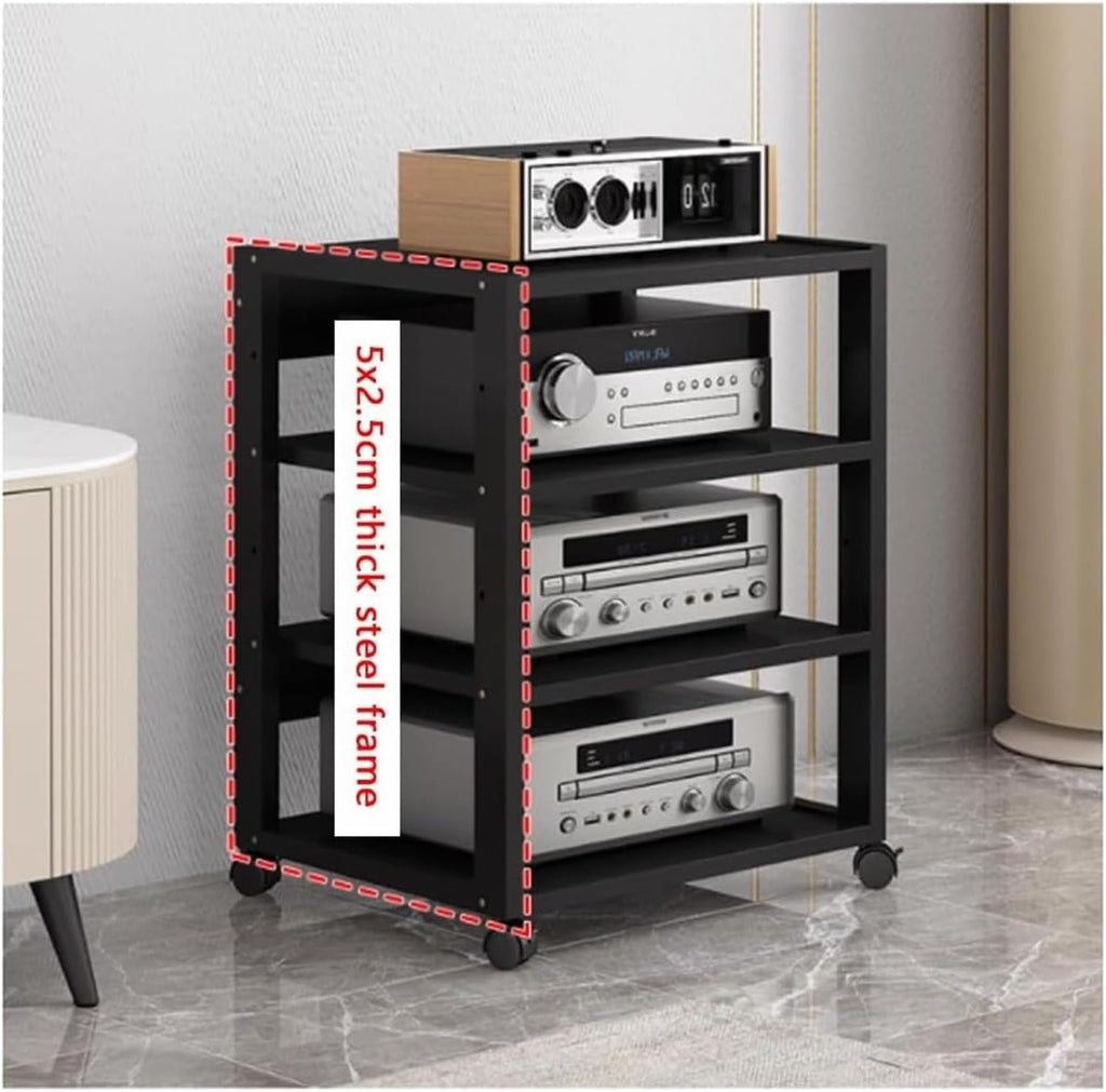 7-Tier HIFI Stand,10cm Height-Adjustable Shelf, Media Tower for Audio Equipment, Streaming Devices Cabinet Audio Rack, Large Capacity Media Storage Rack