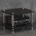 1/2/3/4 Tier Media Stand, Audio Rack with Stainless Steel Legs, Open Media Storage Cabinet, TV Stand with Shock-Absorbing Feet, Audio Entertainment Unit(Black,2 Tier 60x48x38cm)