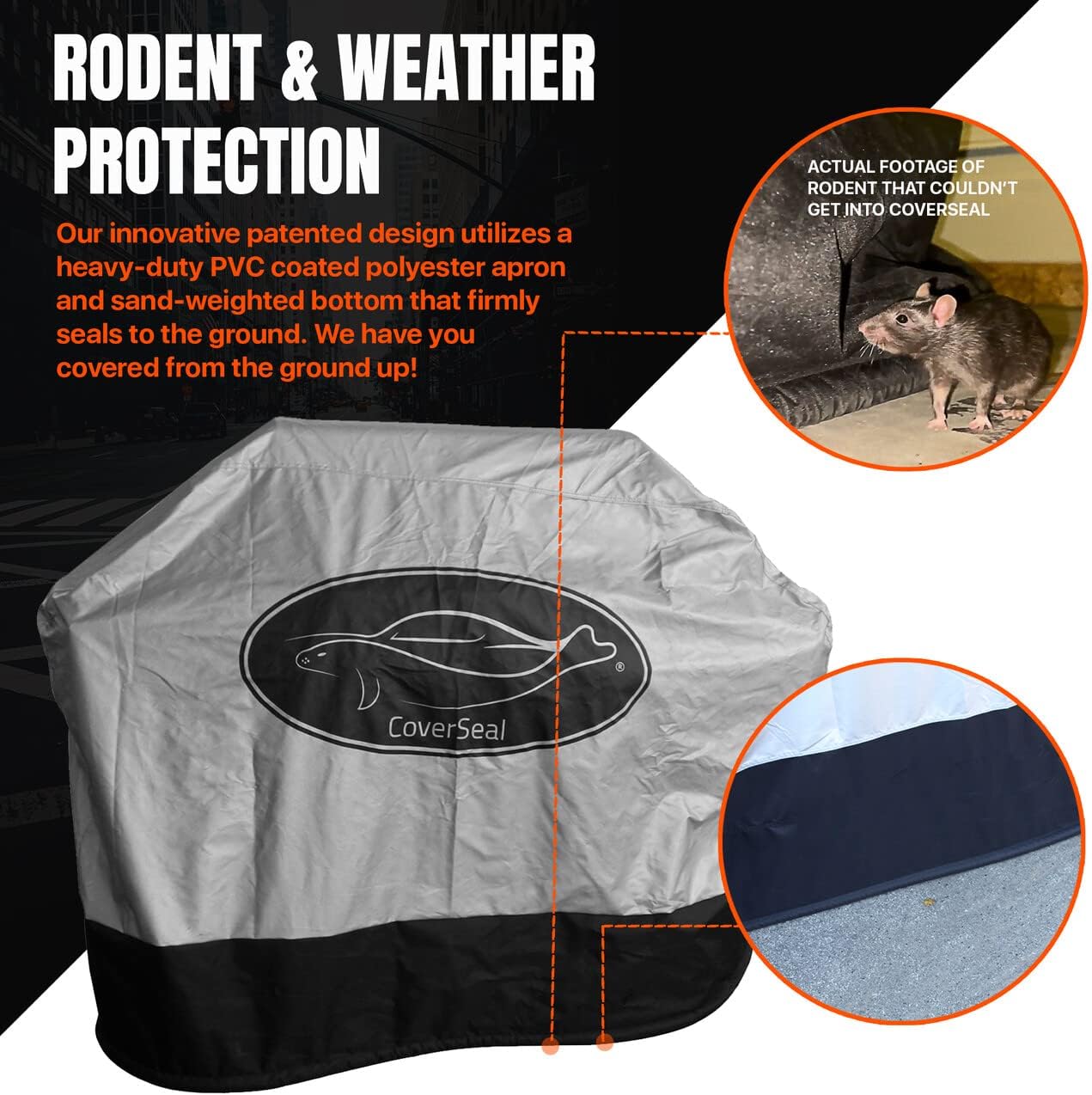 XL BBQ Grill Cover - Weather Resistant Outdoor Barbecue Apron for 5 Burner Grill with Side Trays - Compact Seal from Ground Up - Silver -72in L x 30in W x 48in H