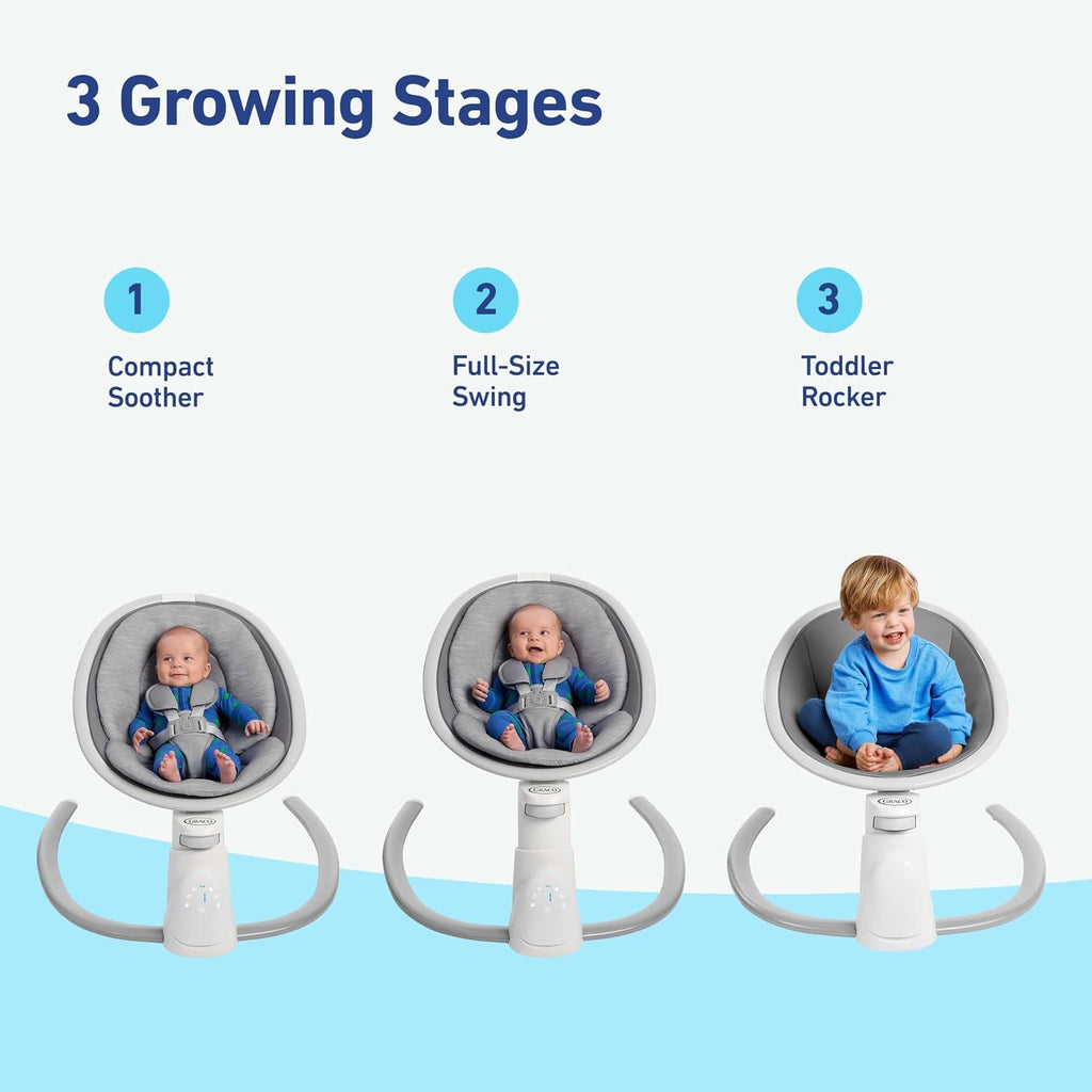 Graco® Soothe 'n Sway Bluetooth 3-in-1 Baby Swing — Grows with Your Child —Multiple Soothing Settings and Bluetooth Connectivity