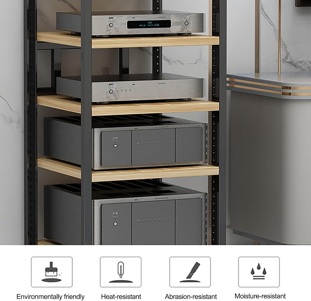 Equipment Console Shelf AV Media Stand Audio Rack Shelf with Adjustable Shelves, for Entertainment Stereo Racks Component Storage and Collection Display(Black,40cm/15.7in)