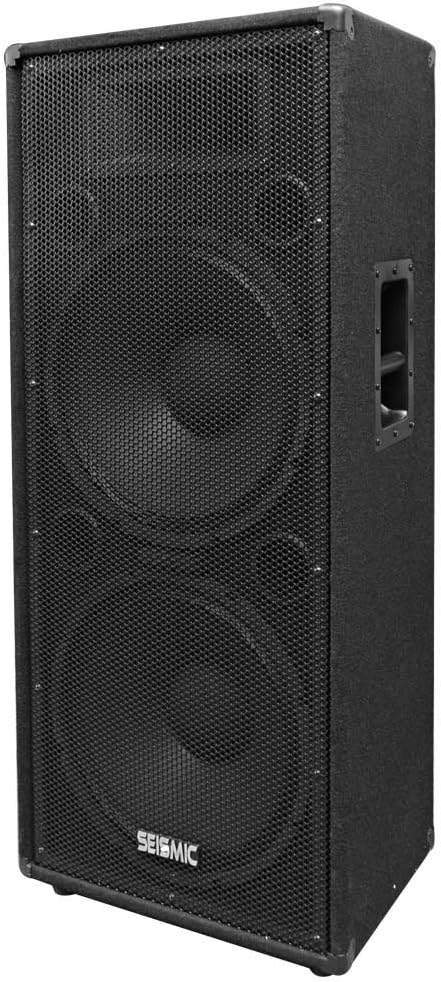 Seismic Audio - FL-155PC - Pair of Dual Premium 15' PA/DJ Speaker Cabinets with Titanium Horns - Wheel Kits and Rear Handles - 800 Watts RMS per Cabinet