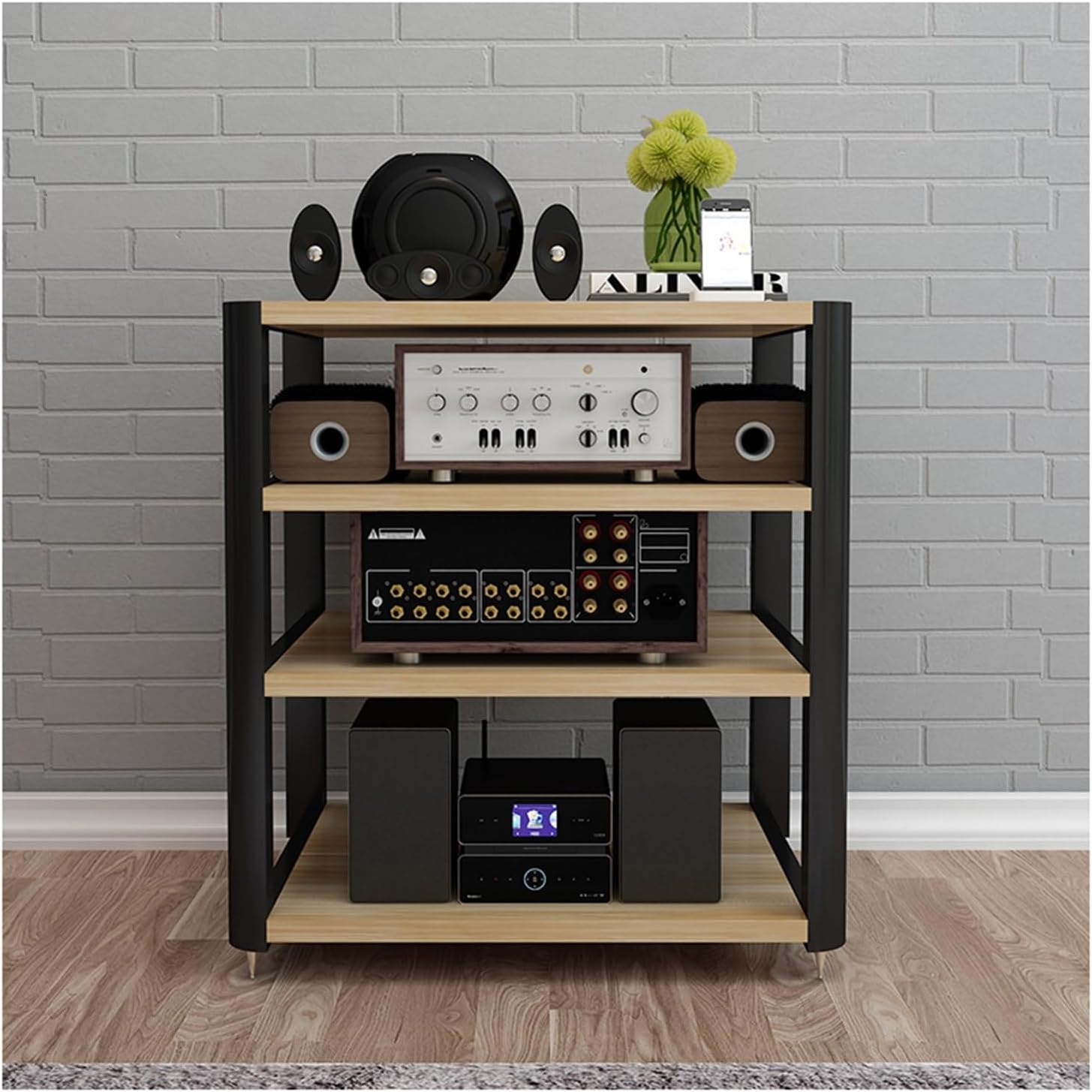 AV Media Stand,Floor-Standing 4-Tier Media Stand Audio/Video Rack,Audio and Video Equipment Storage Rack,Suitable for Offices and Study Rooms