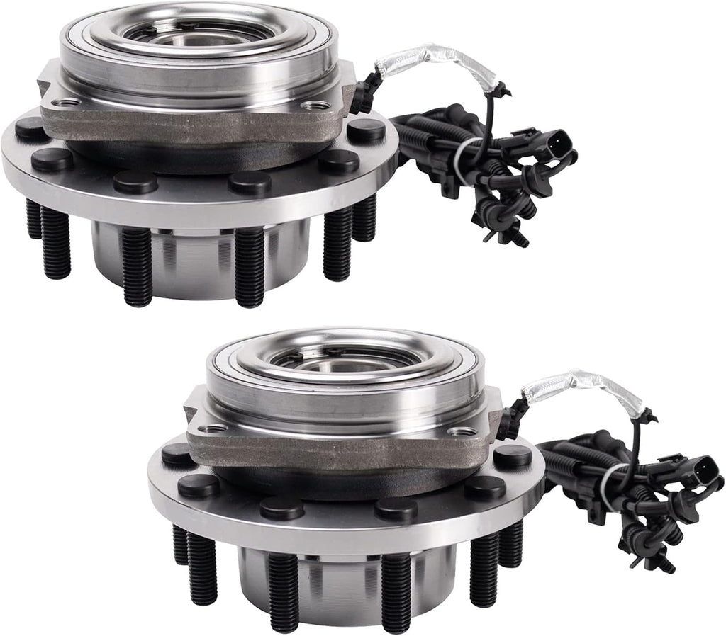 TRQ Front Left and Right Wheel Bearing and Hub Assembly Set 2 Piece Compatible with 2017-2019 Ford F-450 Super Duty 4 Wheel Drive 2017-2019 F-550 Super Duty 4 Wheel Drive