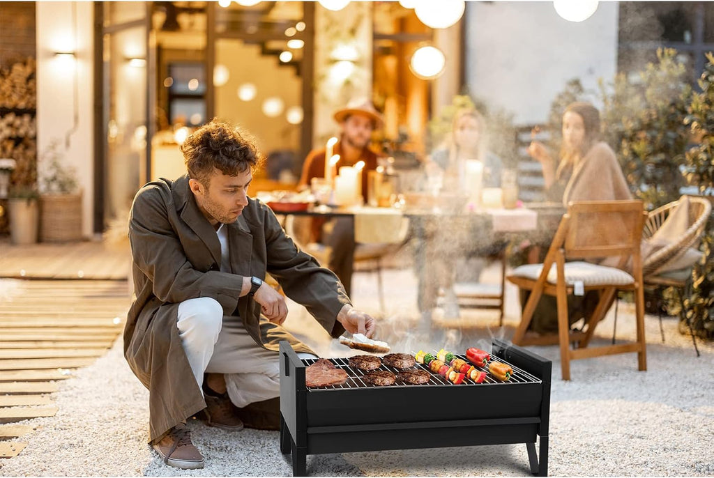 ONLYFIRE GRILLS 2 IN 1 Charcoal Grill Rotisserie Kit with 3 Stainless Steel Rotating Baskets and 24 In Grill Grate, Auto Swivel BBQ Roasting Machine for Outdoor Patio Backyard Barbecue, GS304