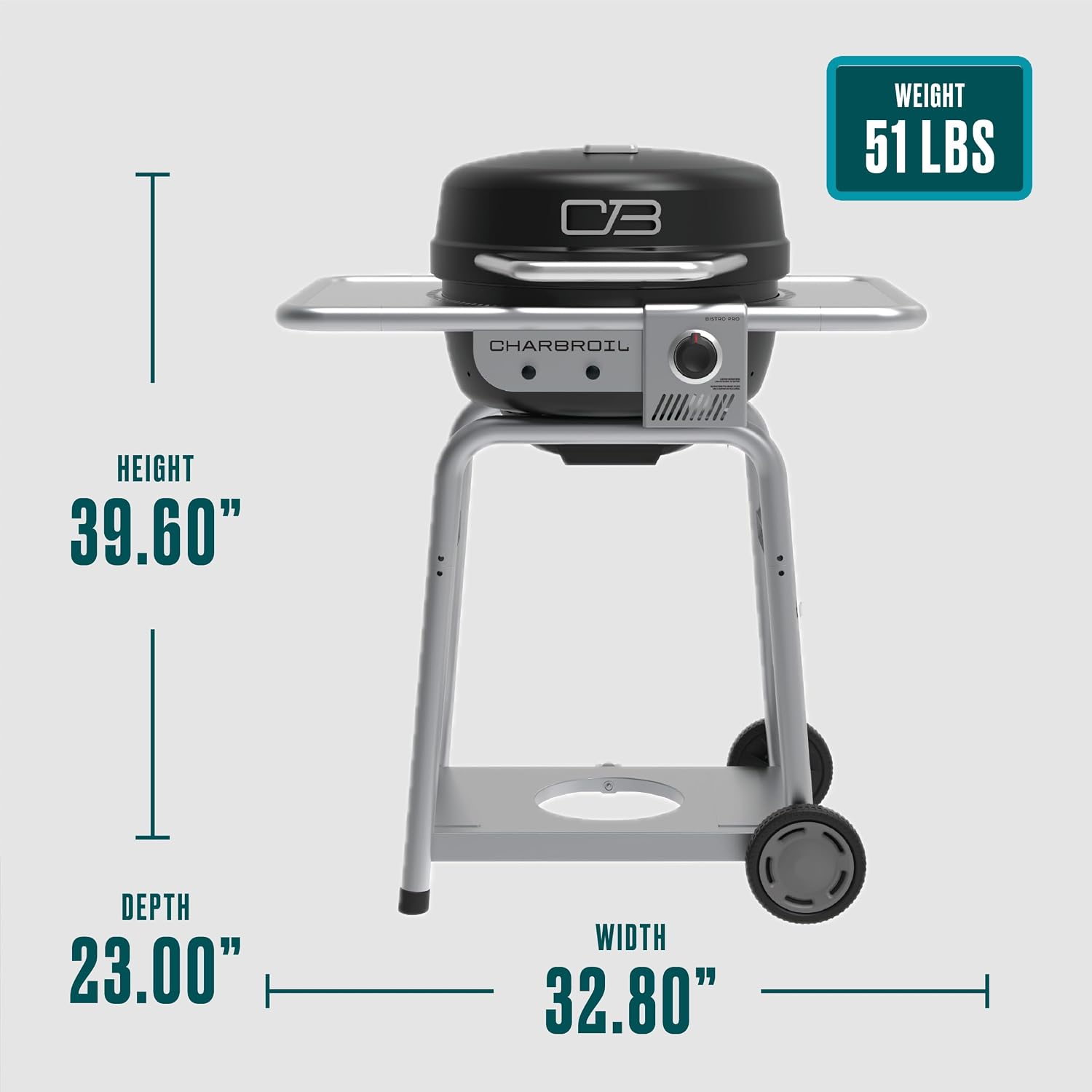 Charbroil Bistro Pro Gas Grill for Small Spaces and Patios, Black - 25302161