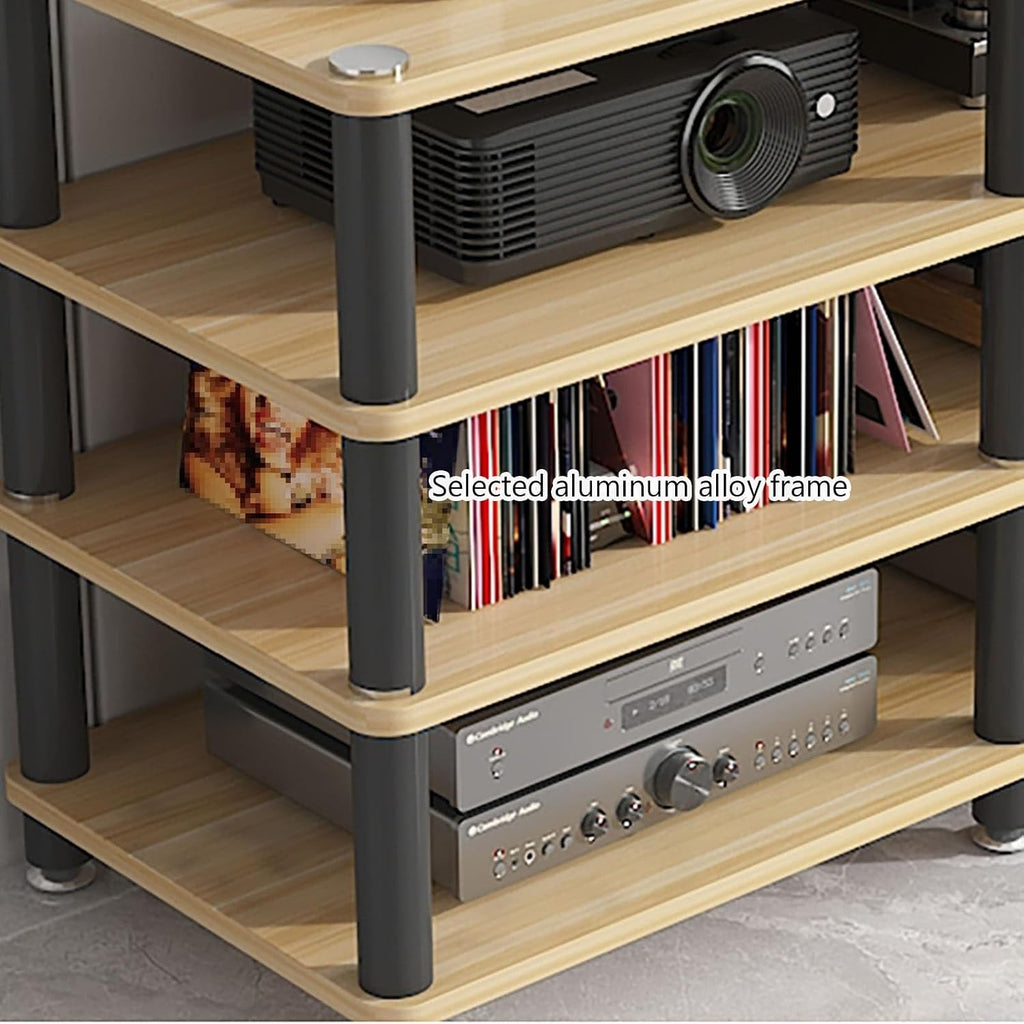 AV Media Stand, Audio Rack Corner Component Cabinet, Open Storage Shelf, Power Amplifier Shelf Equipment, TV Printer Storage Stand, for Home, Office(Natural,1 Tier 5CM/1.9in)