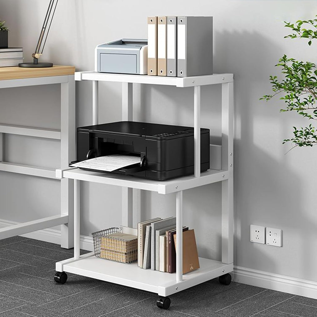 3-Tier Audio Media Stand, Stereo Cabinet for Record Players & DVD Players, Modern AV Furniture for Living Room, Gaming Room & Music Studio (White)