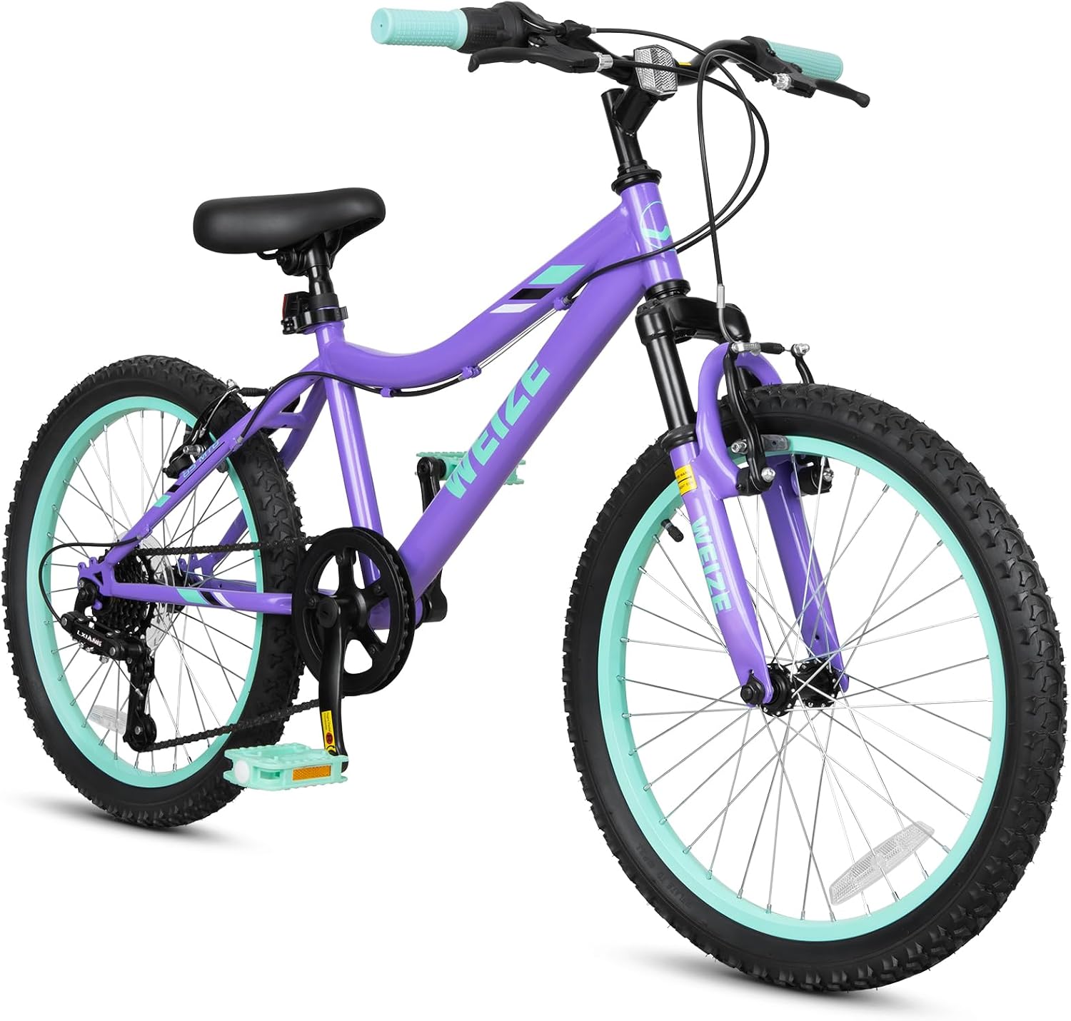 WEIZE 20 24 Inch Kids Mountain Bike,Kids Bike for Girls Age 6-14 Year Old,6 Speed Kid Bicycle with Front Suspension Fork,Adjustable Seat Height,High-Carbon Steel Frame,Ideal for Girl Adventurers
