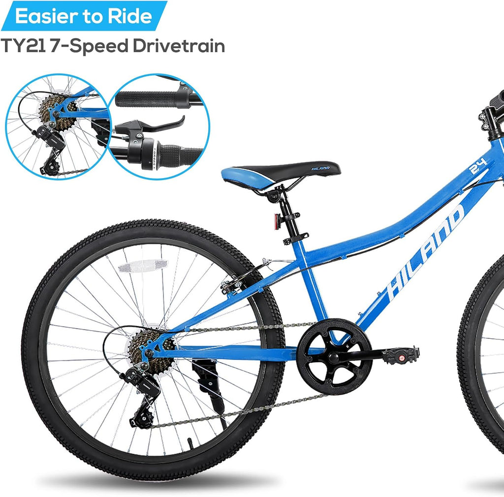 Hiland 20 24 Inch Mountain Bike for Kids Age 5 + Year Old, Front Suspension Fork Kids' Bicycles for Boys Girls Multiple Colors