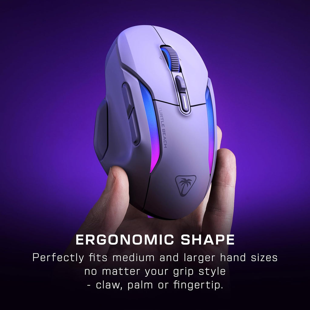 Turtle Beach Kone II Air Wireless RGB Gaming Mouse, 350-Hr Rechargeable Battery, 26000 DPI Optical Sensor, 100M Click Optical Switches, 21 Customizable Inputs, Ergonomic, 4D Scroll Wheel– Arctic White