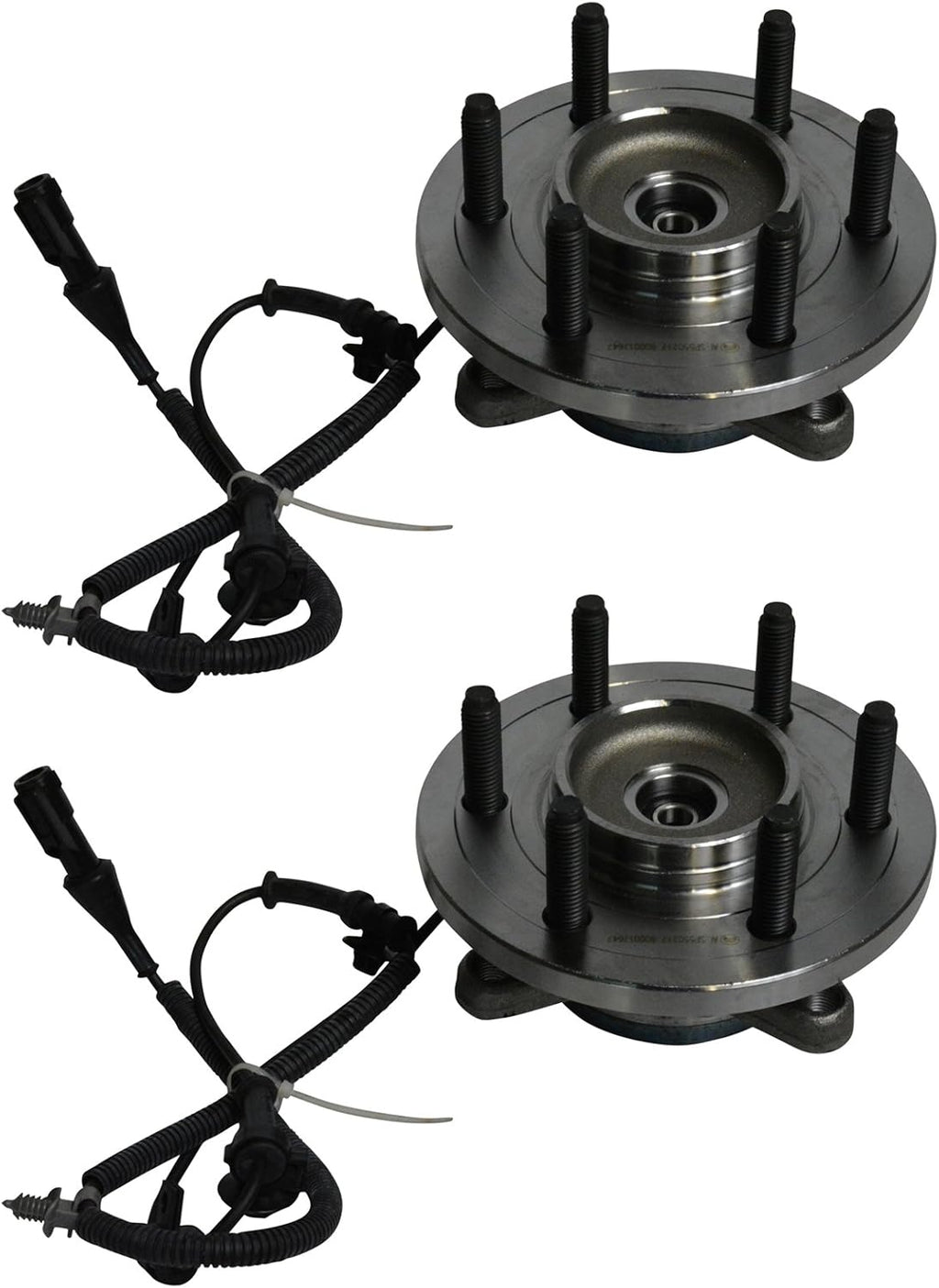 TRQ Front Left and Right Wheel Bearing and Hub Assembly Set 2 Piece Compatible with 2009-2010 Ford F-150 4 Wheel Drive 6 Lug Wheels