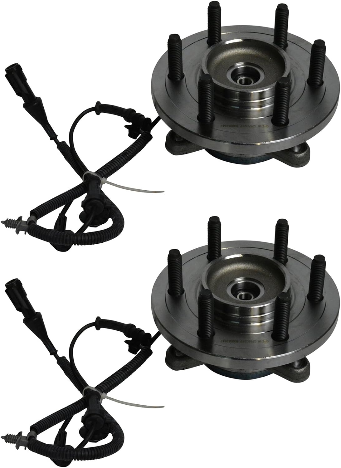 TRQ Front Left and Right Wheel Bearing and Hub Assembly Set 2 Piece Compatible with 2009-2010 Ford F-150 4 Wheel Drive 6 Lug Wheels