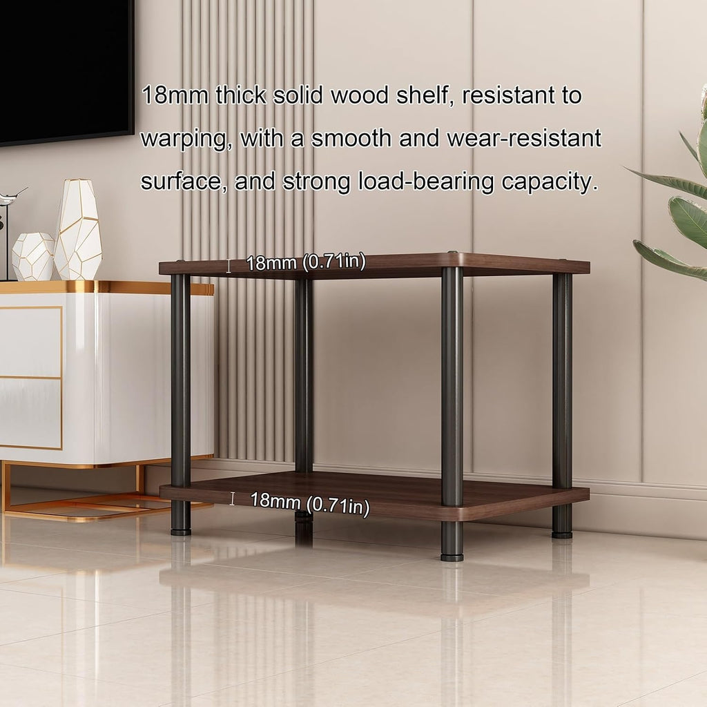 Floor-Standing 2 Tier AV Media Stand, Audio Rack Tower, TV Game Console Equipment Shelf, CD Record Player Stereo Component Rack Cabinet for Home Theater Studio(Carbon Fiber,60x40x37.5cm)
