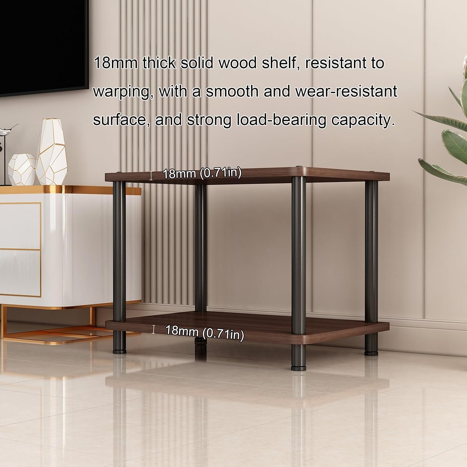 Floor-Standing 2 Tier AV Media Stand, Audio Rack Tower, TV Game Console Equipment Shelf, CD Record Player Stereo Component Rack Cabinet for Home Theater Studio(Carbon Fiber,60x40x37.5cm)