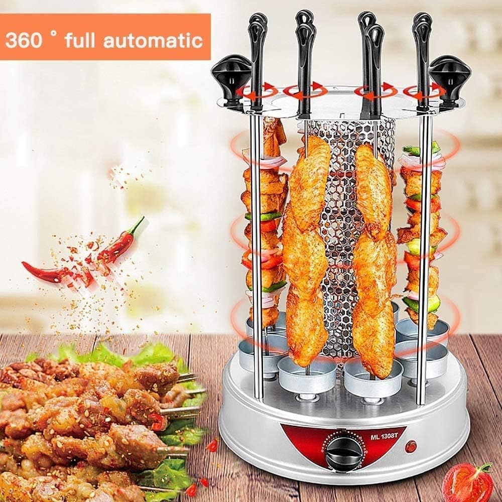 Barbecue Grill Automatically Vertical Rotating Barbecue Smoke-Free for Barbecue with rotisserie Electric for Kebab, skewers and Roast for Home Parties