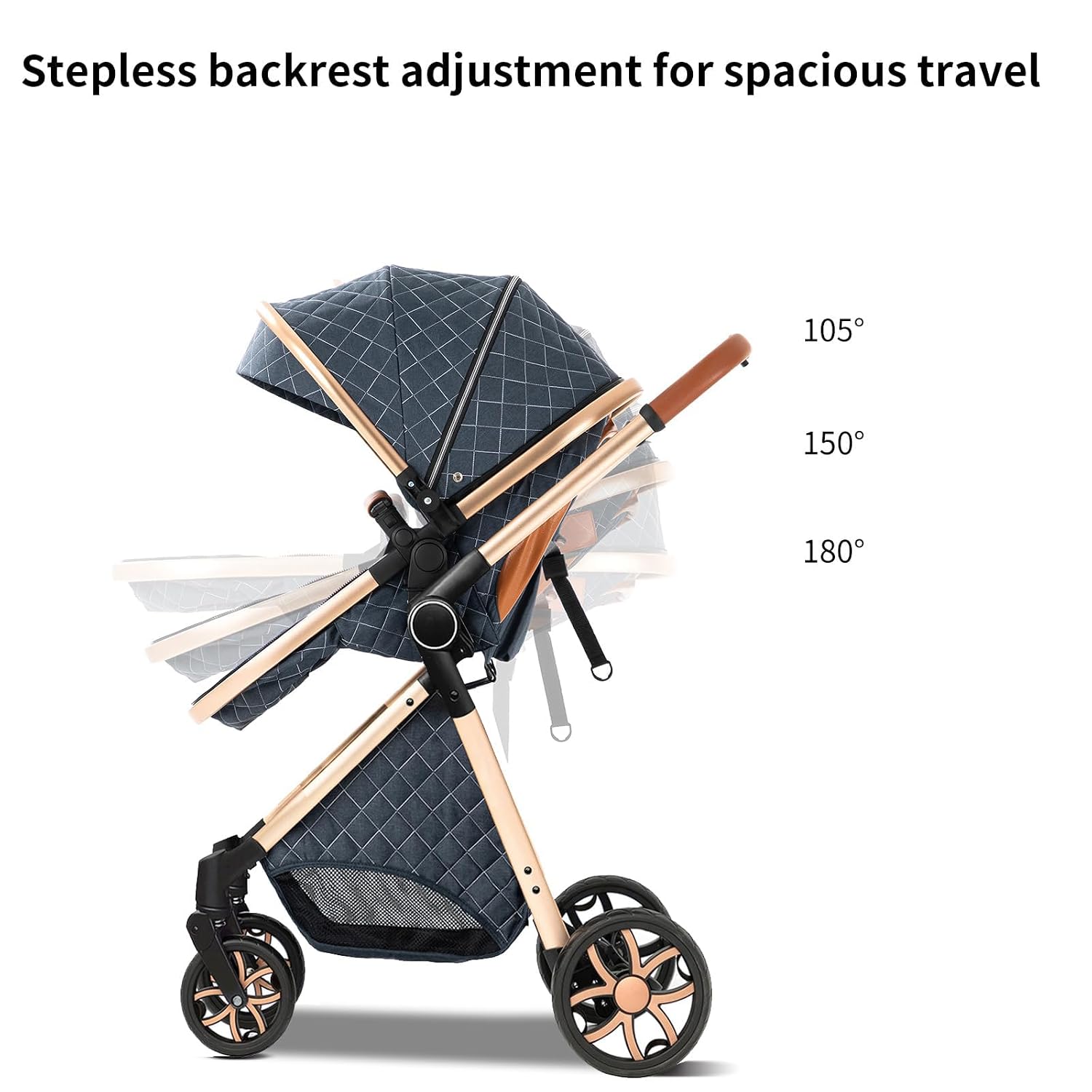 2 in 1 Baby Stroller Convertible Reversible Standard Pram Portable Pushchair Infant Buggy Baby Carriage Foldable High Landscape Pram for Toddler Newborn (225 Khaki)
