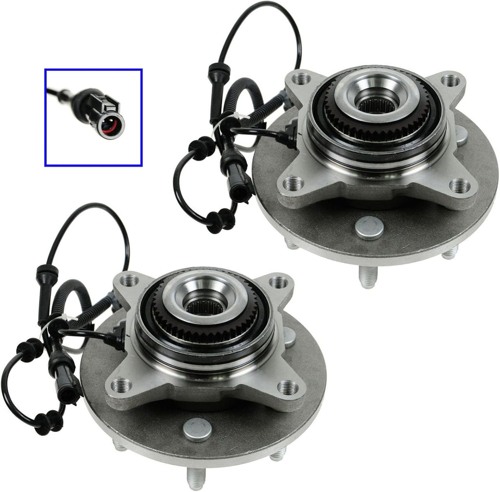 TRQ Front Wheel Bearing and Hub Assembly Set 2 Piece Compatible with 2004 Ford F-150 4 Wheel Drive 6 Lug Wheels 2005 F-150 4 Wheel Drive to 11/28/04 Production Date 6 Lug Wheels