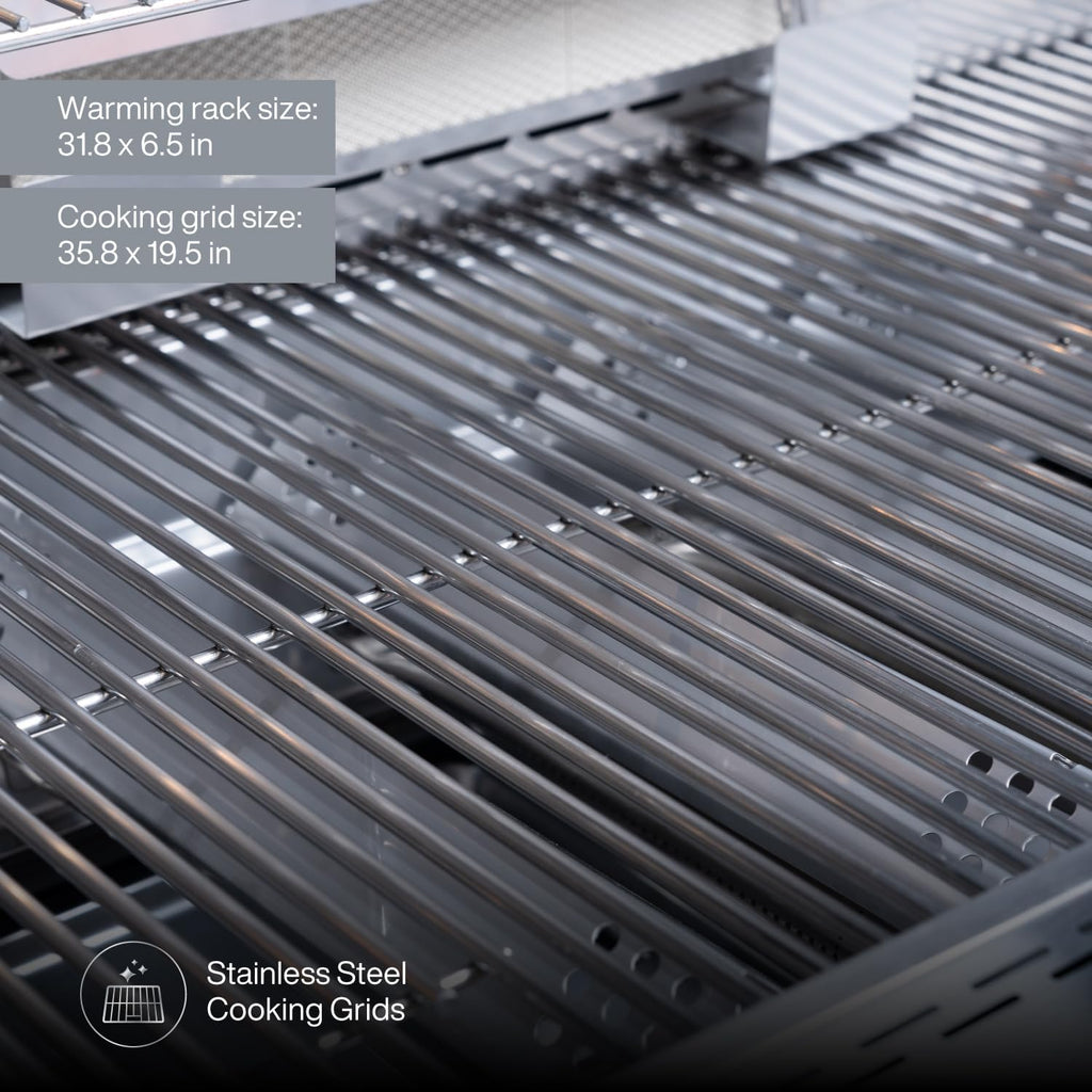 Spire Premium 6 Burner Built In Gas Grill Island Head, Stainless Steel 36 Inch Propane Grill with Rear Burner, 73,000 BTUs, 904 SQ In Racks with Dual Fuel Compatibility - 740-0781P