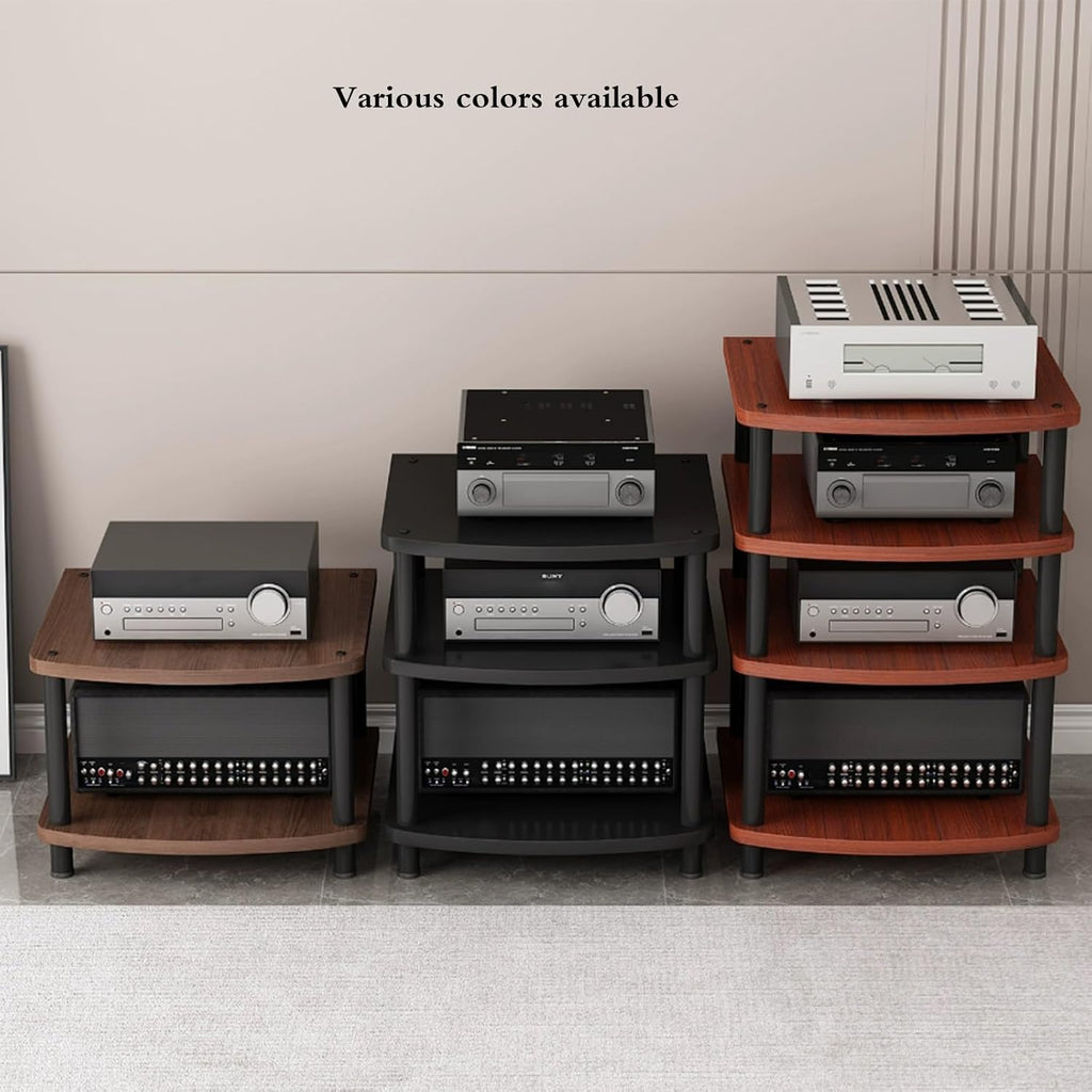 Studio HiFi Stand, AV Media Stand 2/3/4/5-Tier Media Console, Record Player Storage Shelves, Stereo Audio Equipment Rack Mount Shelf for Amplifier, CD(BrownA,60 * 54 * 66.5cm(3Tier))