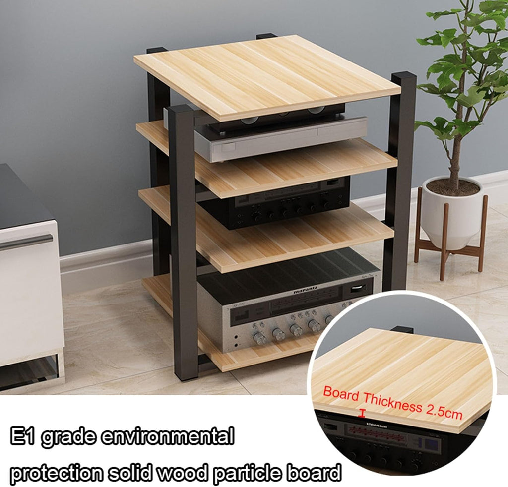 4-Tier Modern Media Stand - AV Component Cabinet & Audio Rack for Home, Office & Theater - Wooden Stereo Equipment Storage Tower - CD Player Corner Unit (Color: A)