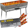 Stainless Steel Charcoal Grill for 12 Skewers – Portable BBQ 24.80'×9.45'×25.2' – Foldable Kabob Mangal – Heavy-Duty Rustproof Grill for Outdoor (Skewers Not Included)
