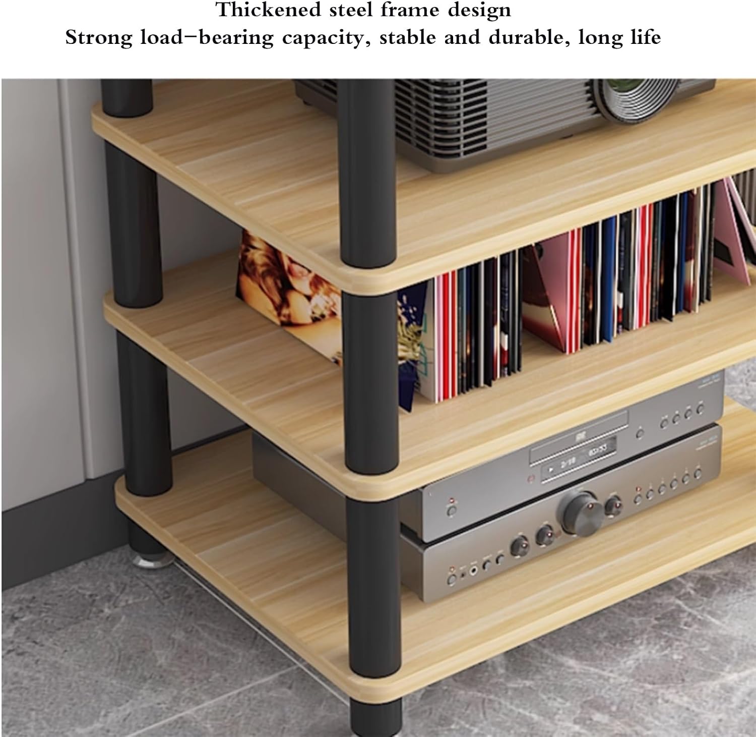 1/2/3/4 Layers Home Office Audio Equipment Stand, Multi-Functional Shelving Unit for Speakers Books, Storage Rack with Optional Tier Spacing(Brown,60 * 40 * 30cm(2Tier))