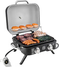 Kenmore Portable Propane Gas Grill - Tabletop BBQ Grill with Warming Rack, 2 Stainless Steel Burners with 14,000 BTUs, for Outdoor Kitchen, Camping, Black