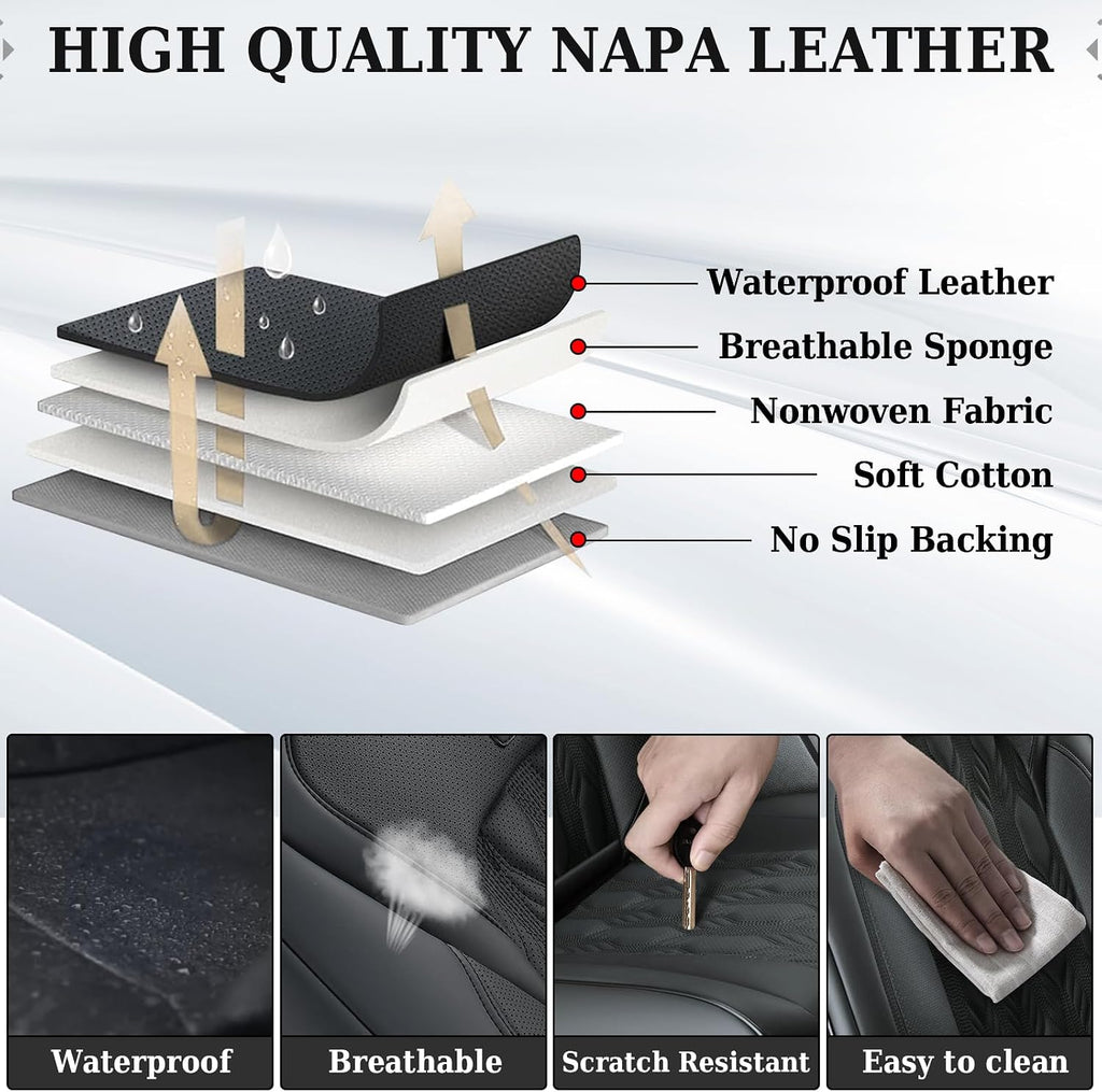 Coverado Rear Leather Seat Covers for Ford F150 2015-2026, F250 F350 F450 2017-2026, Car SUV Pickup Truck Seat Protection, Black