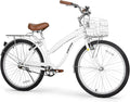 WEIZE Beach Cruiser Bike, 24 & 26 inch Commuter Bicycle for Adult Men and Women,High-Carbon Steel/Front & Rear Fenders, Comfortable City Bikes with Rear Rack or Basket, Ergonomic Upright Design
