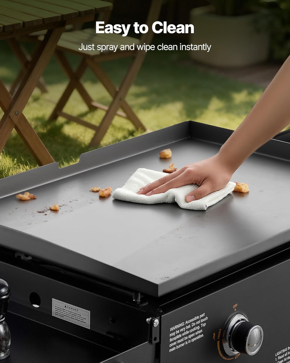 VEVOR Gas Griddle, 2-Burner Flat Top Grill, 28 inch Grill Plate Foldable Propane Griddle with Wheels, 30000 BTU Outdoor Flat Top Grills for Pan-Frying, Grilling, Stir-Frying, & BBQ, Pulse Ignition