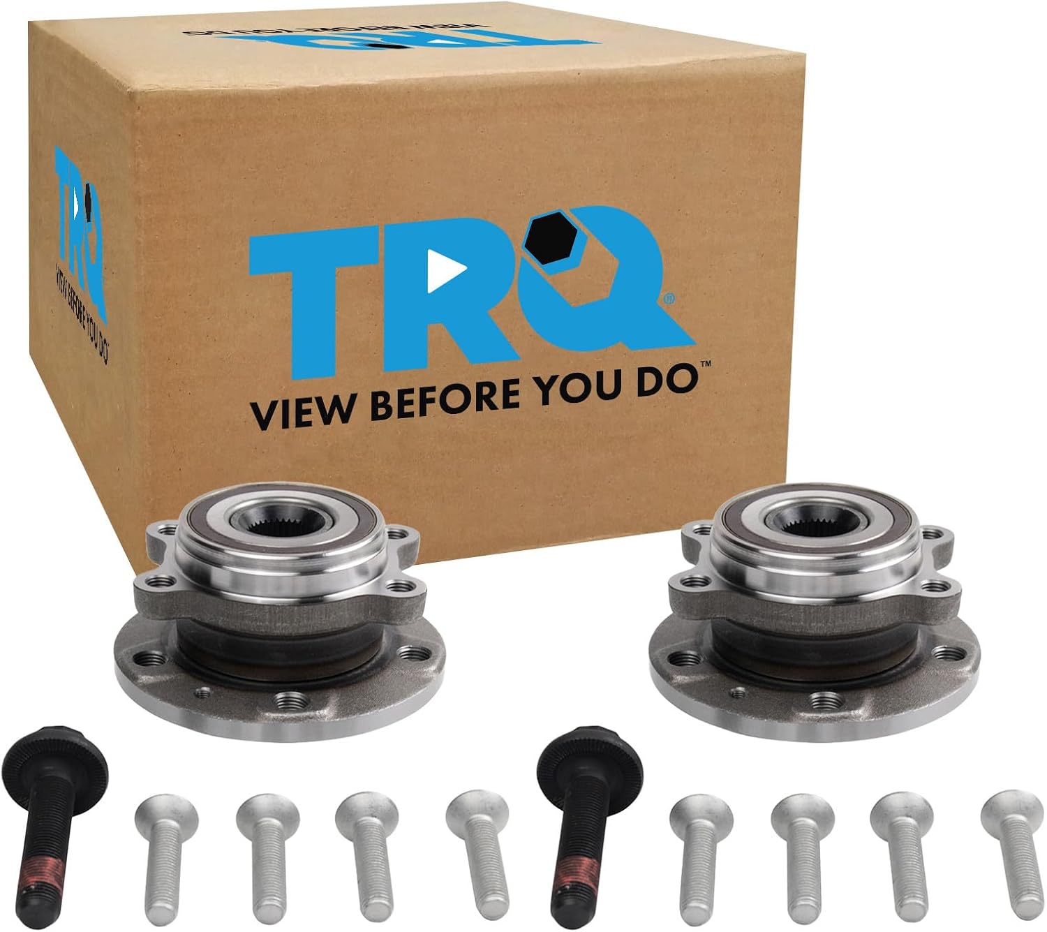 TRQ Left and Right Wheel Bearing and Hub Assembly Set 2 Piece Compatible with 12-19 Volkswagen Beetle 10-13 Golf 10-14 GTI 09-17 Tiguan All Wheel Drive 05-13 Jetta 12-21 Passat