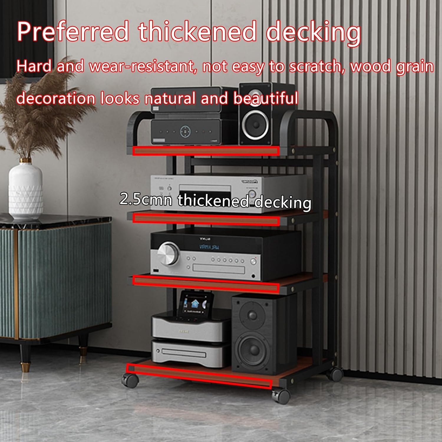 3/4/5-tier av media stand,stereo cabinet,audio rack,audio-video shelving,stereo stand,audio stand,av cabinet,stereo stands for living room,audio rack cabinet,stereo rack,audio cabinet,media rack(Black