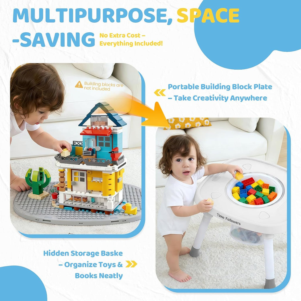Time Followers® 6-in-1 Baby Activity Center | 4 Stage Montessori-Inspired Toys | Grow Stationary Standing Toddler Table | Jumpers & Bouncers | Must Have for Boy & Girl 6, 12, 24+ Month Old (White)