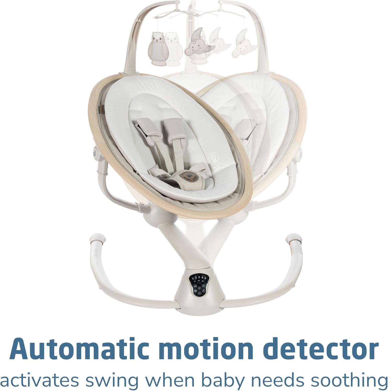 Maxi-Cosi Cassia Baby Swings for Infants: Smart Portable Baby Swing with Music, Lightweight & Foldable Baby Swing, 360 Rotation Infant Swing, Classic Oat