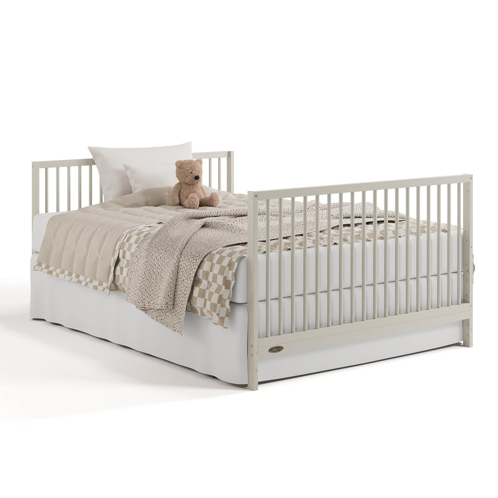 Graco Teddi 5-in-1 Convertible Crib & Changer with Drawer – GREENGUARD Gold Certified Baby Crib Crafted from Wood, Converts to Toddler Bed, Daybed, and Full-Size Bed (Frosted Oat)