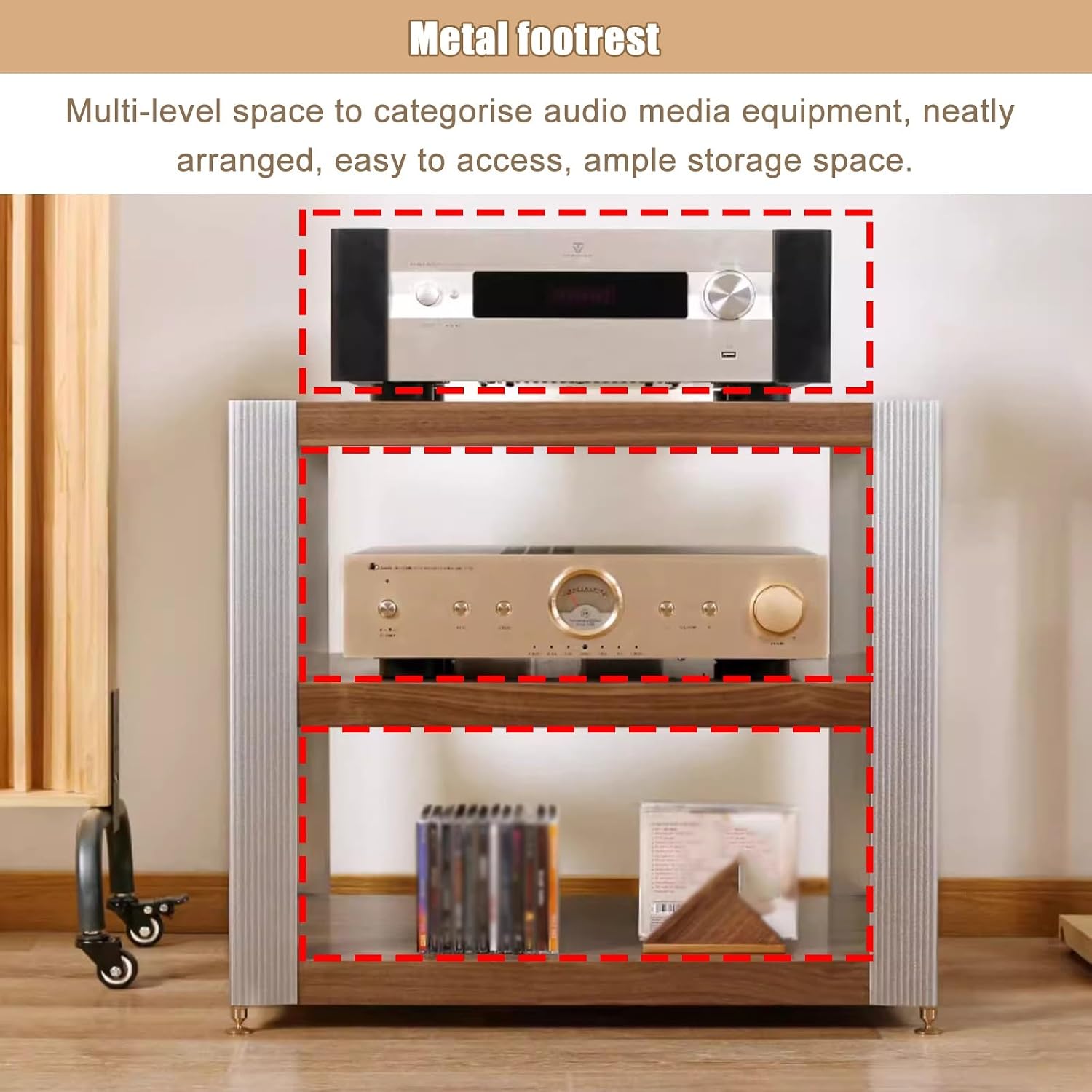 AV Media Shelf for DVD Players - Game Console - TV Box - Cable Box - WiFi Router - Stereo Racks - Audio Equipment Stands Professional 16 22 32in - 1/2/3-Tier(2 Tier)