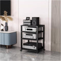 Rolling Audio Component Rack Stereo Shelf HiFi Audio Systems,Tower Media Stereo Stand Equipment Shelf, Home Commercial Corner Entertainment Center(4 tier-80cm Tall)