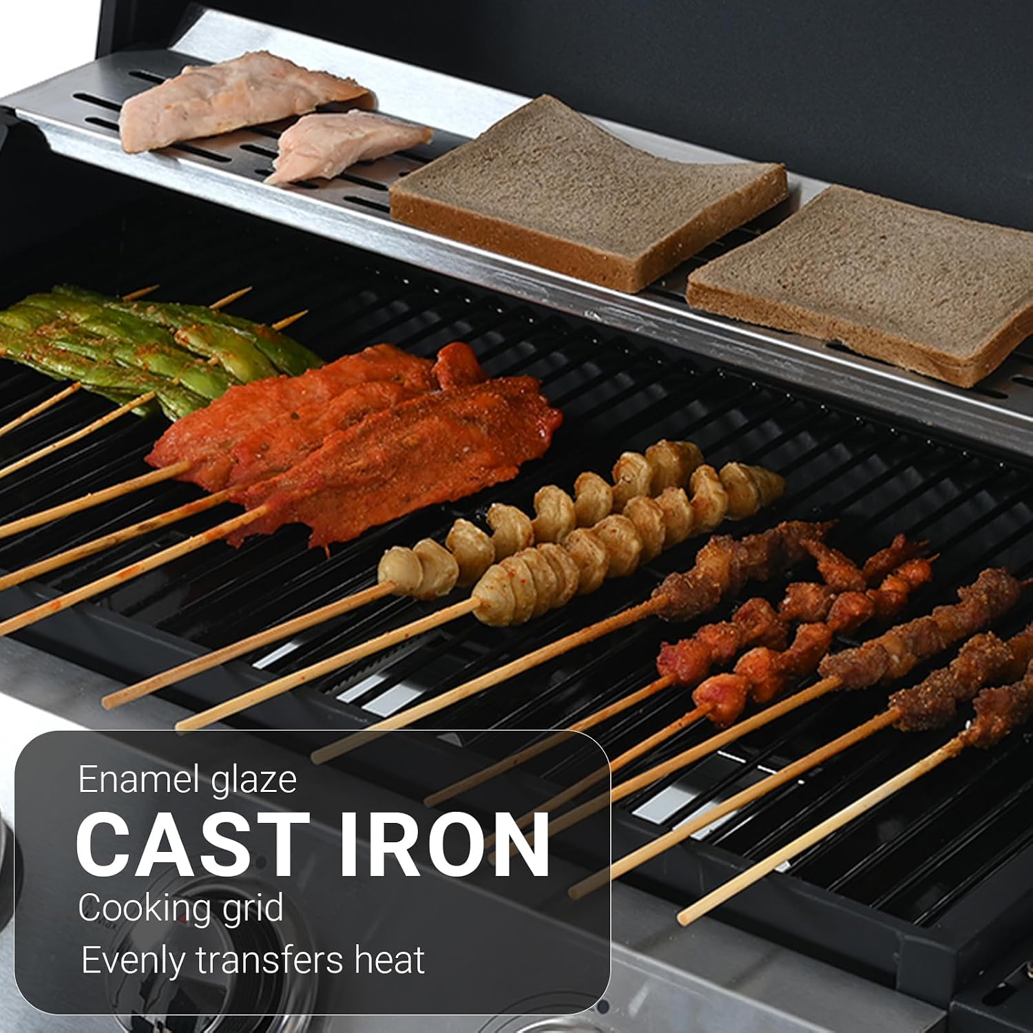 Endark 4-burner | 34,000 BTU all-purpose cast iron bbq grill | Perfect for outdoor cooking, garden, poolside, tailgating and hiking | great for roasting, searing, kebabs