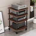 2/3/4/5-Tier Movable AV Media Stand with Wheels, Audio Rack Tower, TV Game Console Equipment Shelf, CD Record Player Stereo Component Cabinet for Home/Office/Theater(Walnut,4 Tier)