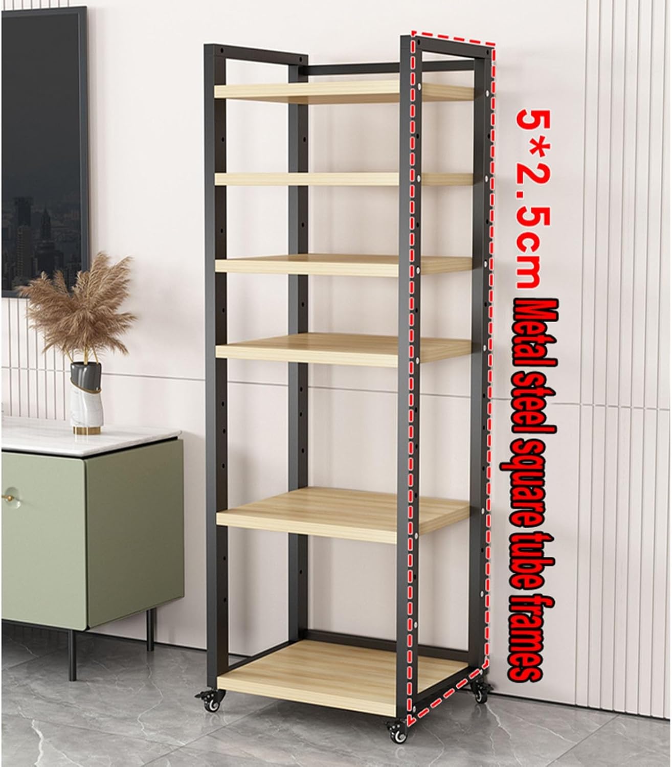 5/6/7/8 Tier Furniture Media Stand DVD CD Player Stand Audio Rack Power Amplifier Equipment Cabinet with Height Adjustable Wooden Shelf Multifunctional Storage Shelves ( Color : A-5 Tier , Size : 50x4