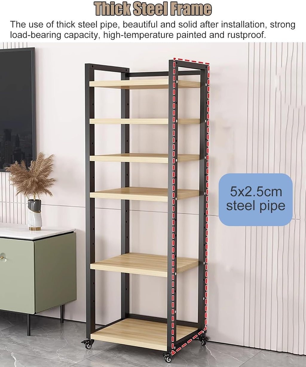 JYHHCYS Tall Stereo Racks and Stands on Wheels Media Storage Cabinet Rack, Black Modern Entertainment Stereo Components Stand, Audio Video Equipment Rack (Size : 8 tier-60cm Wide)