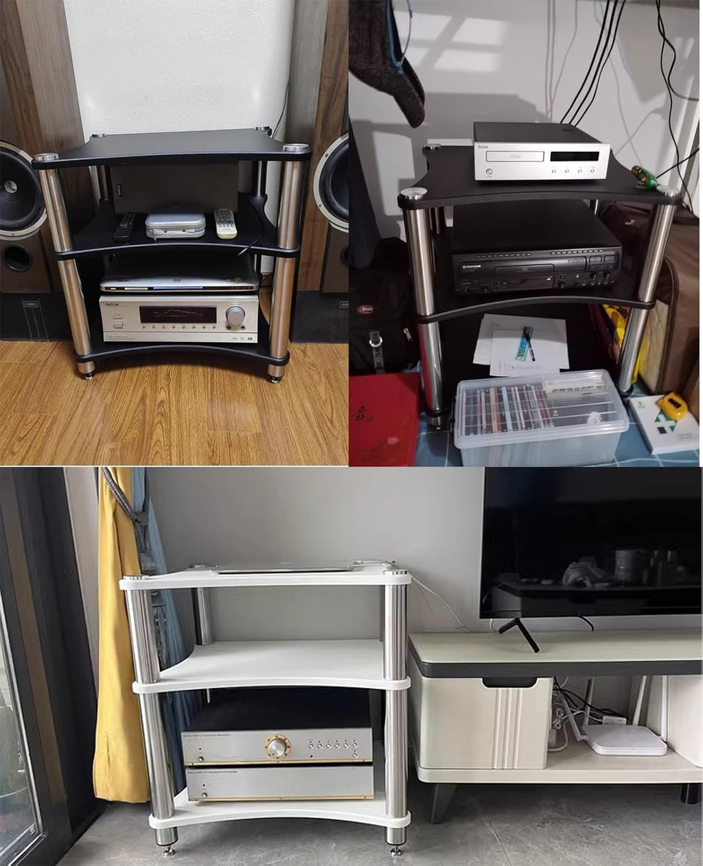Living Room/Small Spaces Audio Component Rack Tower Media Stereo Stand Equipment Shelves, Heavy Duty Modern HiFi Audio Racks Stereo Rack System, #1-1 Tier