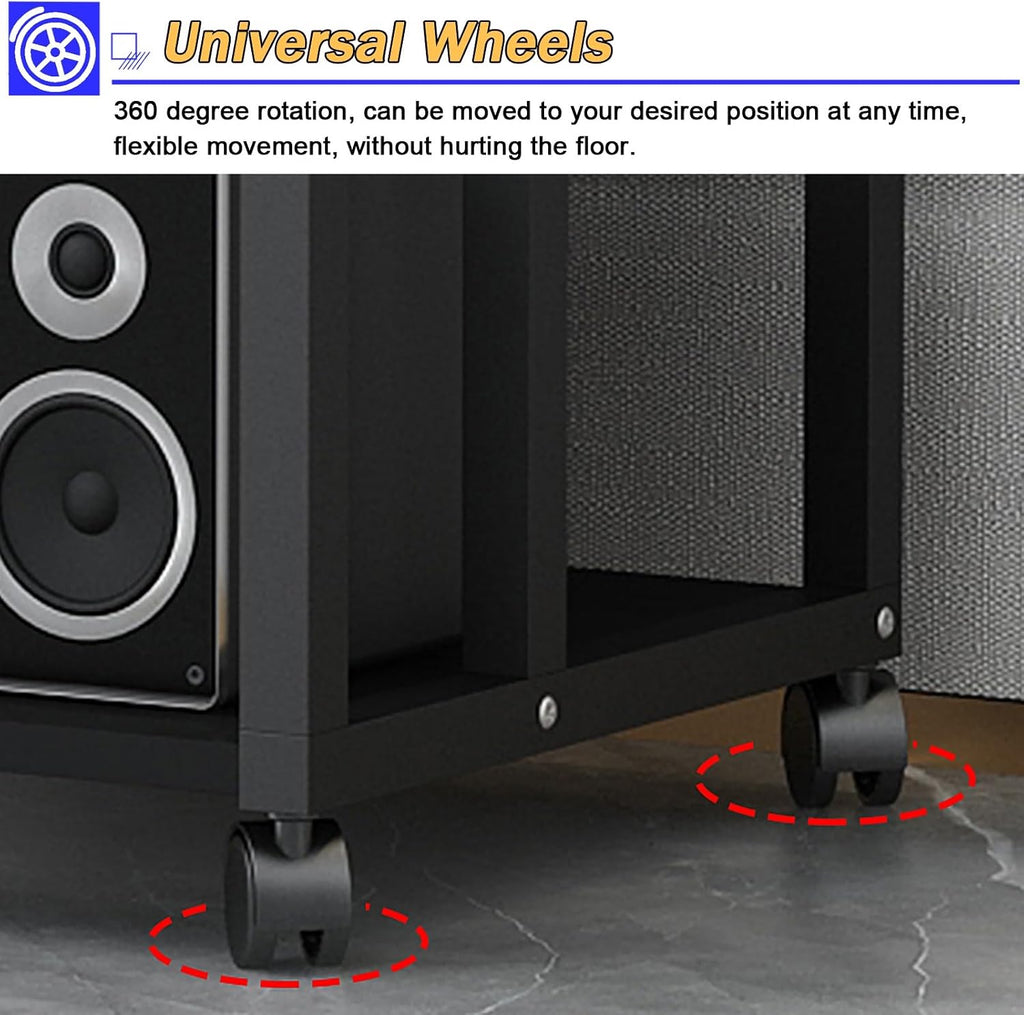 5/4/3/2-Tier AV Media Stand Vertical Storage Cabinet, Office Home Classroom Stereo Rack System Cabinet Adjustable, Mobile Audio Equipment Rack, Portable Record Player Amplifiers Shelf(3 Tier 79cm Tall