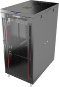 Home Lab Server Rack Cabinet 19' 22U – Premium Series 35' Deep Network Rack Enclosure with Glass Door, Quiet Cooling Fans & Thermostat, PDU, Shelf, Lockable Cabinet for NAS & Home Network