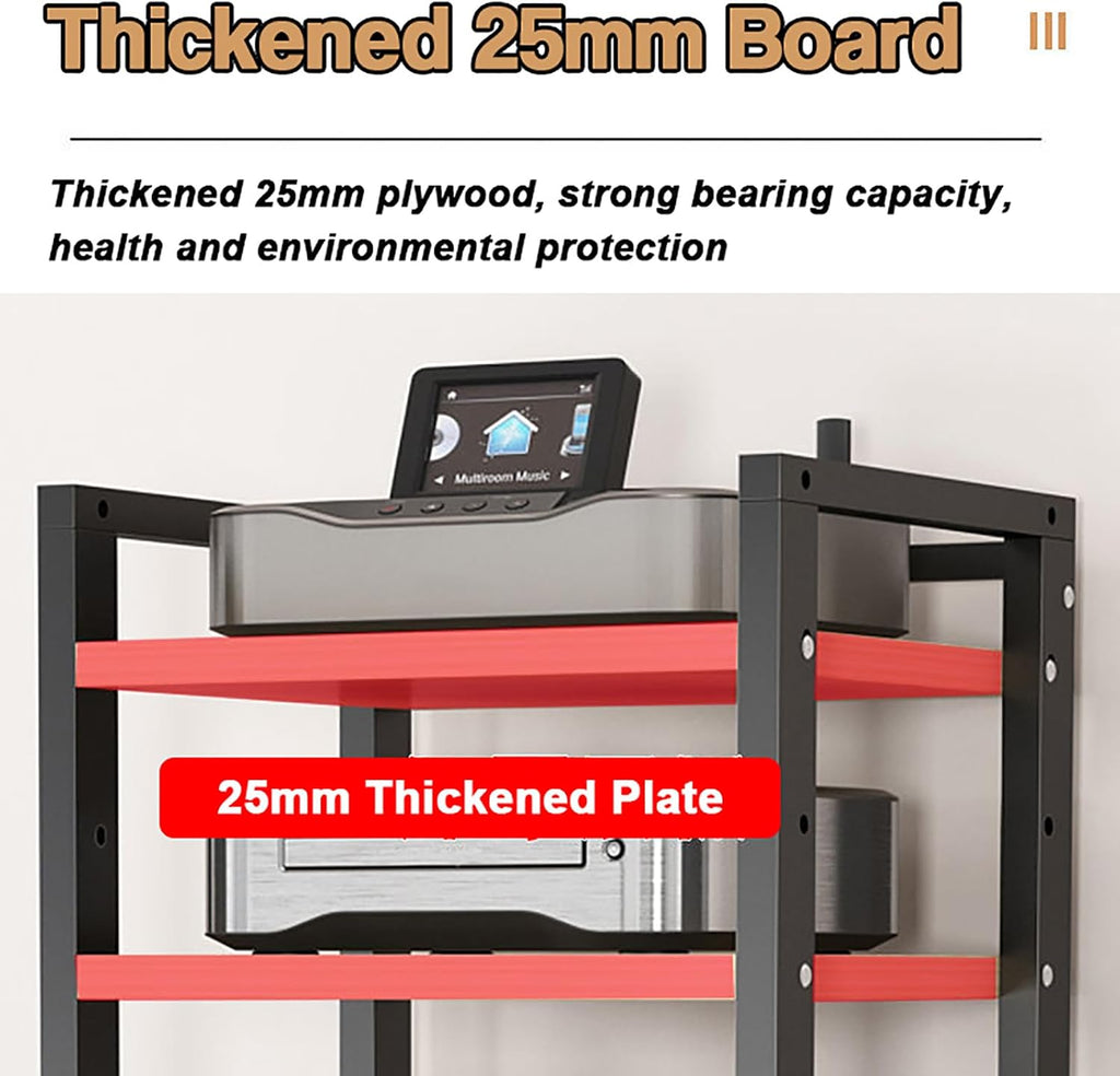 Media Storage Cabinet 5/6/7/8 Tier, AV Media Stand Audio Video Media Stand Record Player Stand, Modern AV Cabinet Audio Rack Stereo Components Rack for Entertainment Stereo,Walnut,6 Tier W 23.6