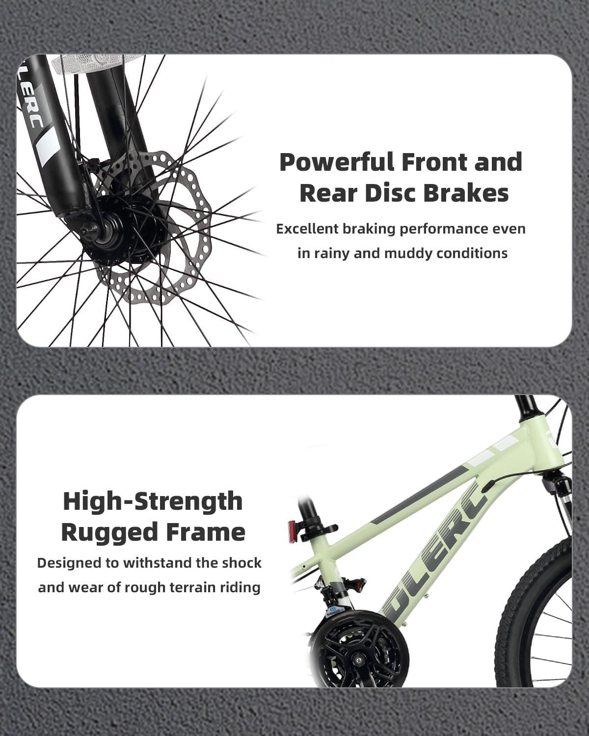 Glerc 20 24 Inch Kids Bike, Kids Mountain Bike for Boys and Girls Ages 6-15, 21-Speed Skyline Bicycle with Front Suspension and Disc Brakes, Multiple Colors
